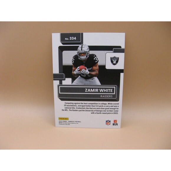 2022 Panini Donruss  Card #334 Zamir White Raiders  Rated Rookie - Picture 2 of 2
